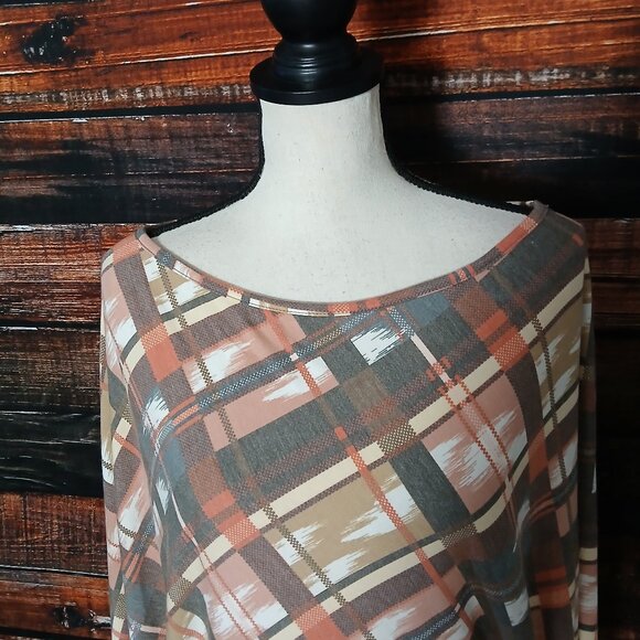 NWT Easel Tunic Top Size M Boho Oversized Dolman Windowpane Plaid Made In USA - Picture 3 of 10